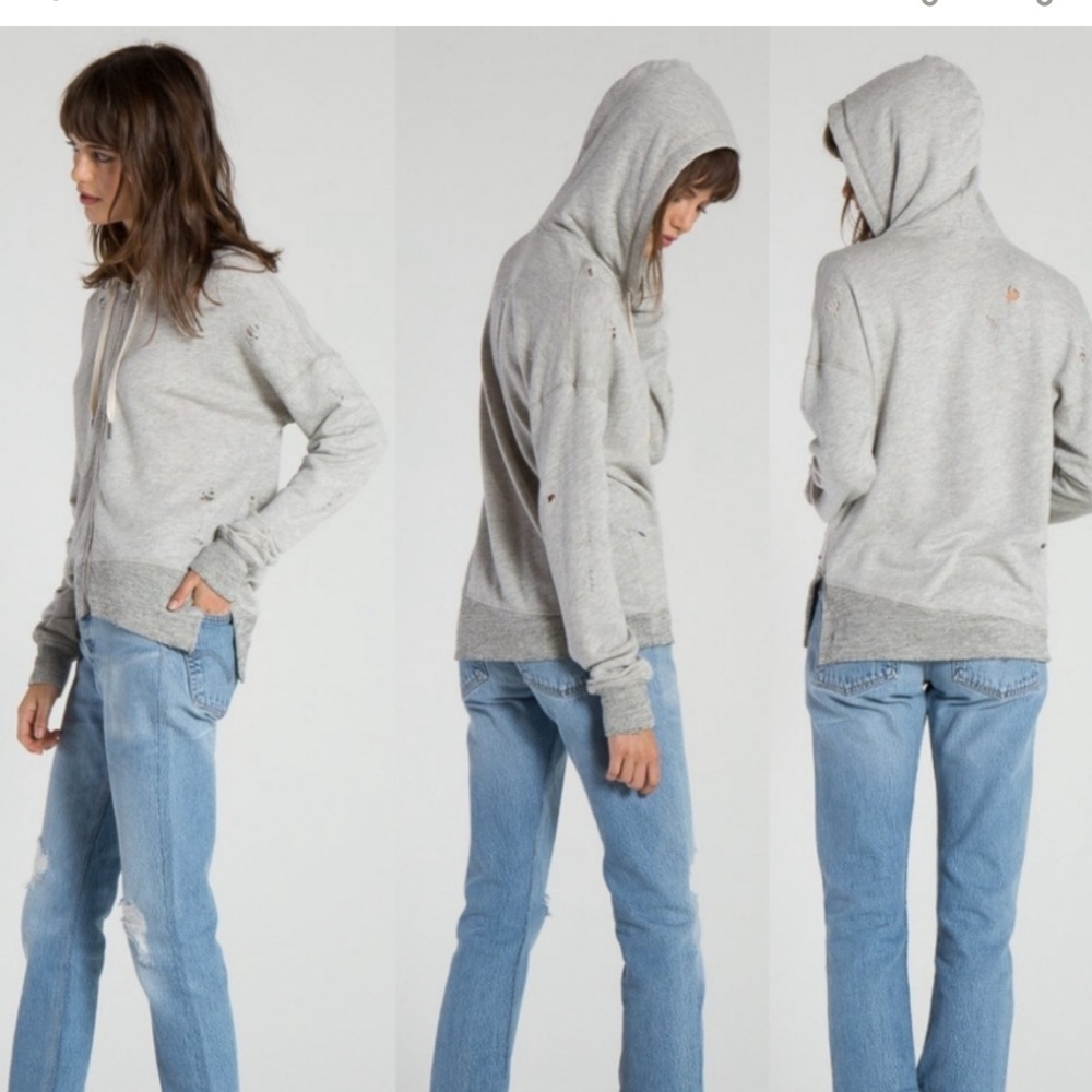 n:Philanthropy Distressed Hendrix Zip-Up heather Grey hoodie